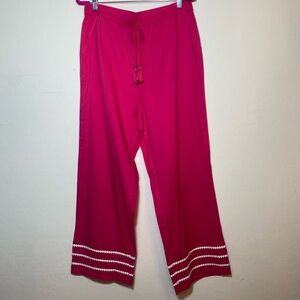 Vibrant Pink Wide-Leg Pants with White Trim